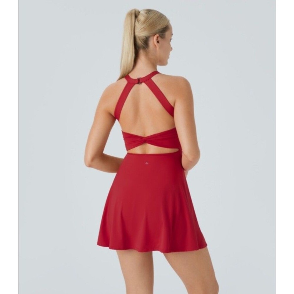 Halara Backless Twisted Active Dress Built-in Bra Mini Length NWOT Size XL